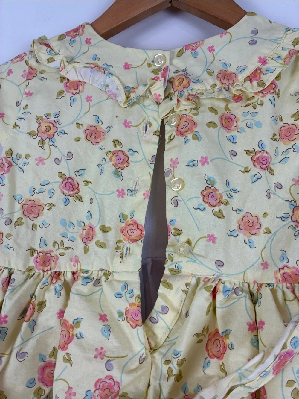 Laura Ashley Girls 6 Yellow Floral Tiered Sundress Cottagecore Garden Party
